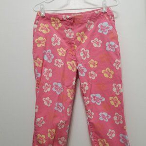 pink Duck Head capri pants w tropical flowers